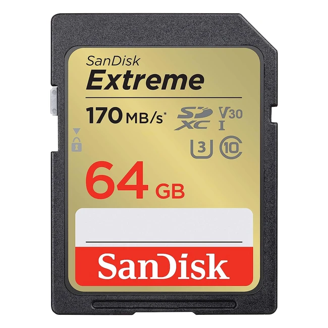 SanDisk Extreme SDXC UHS-I Speicherkarte 64 GB V30 170 MBs bertragung U3 4K U