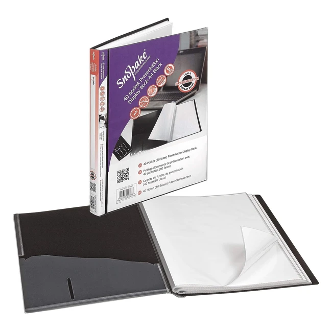 Snopake A4 Premium Presentation Display Book - 40 Pockets - Black - Ref 15783