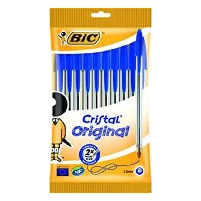 BIC Cristal Kugelschreiber Blau 1mm Spitze 10mm Strichbreite 10er Pack