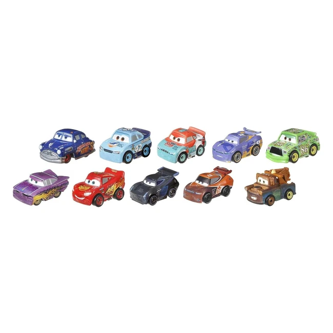 Disney Pixar Cars Mini Racers Derby Racers - Confezione da 10 Mini Veicoli in Metallo da Collezione - Giocattolo per Bambini 3+ - GKG08
