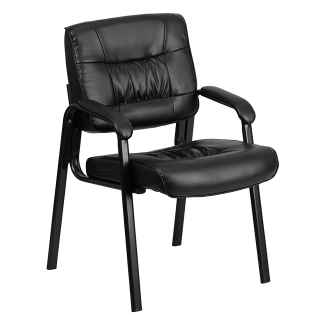 Flash Furniture BT1404GG Black Leather GuestReception Chair - Comfortable and S