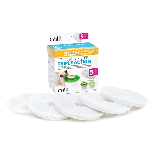 Genuine Catit Fountain Filters - Pack of 5 - Fresh  Clear Fountains - Ref 3LFF
