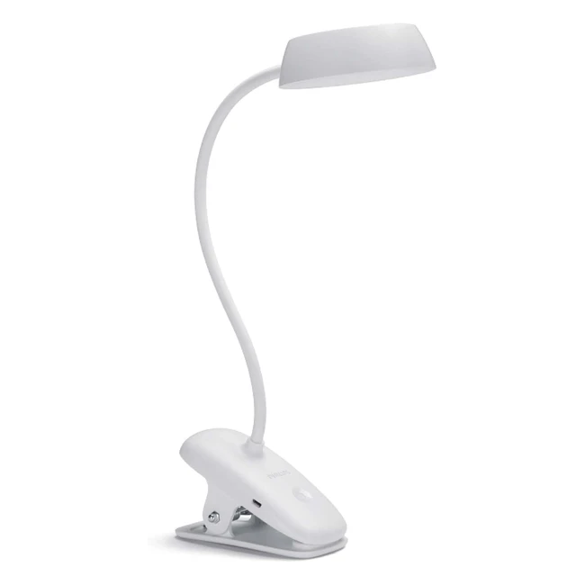 Lampe de lecture Philips clipser blanche | Niveau d'intensité lumineuse réglable | Éclairage EyeComfort | Portable et élégante