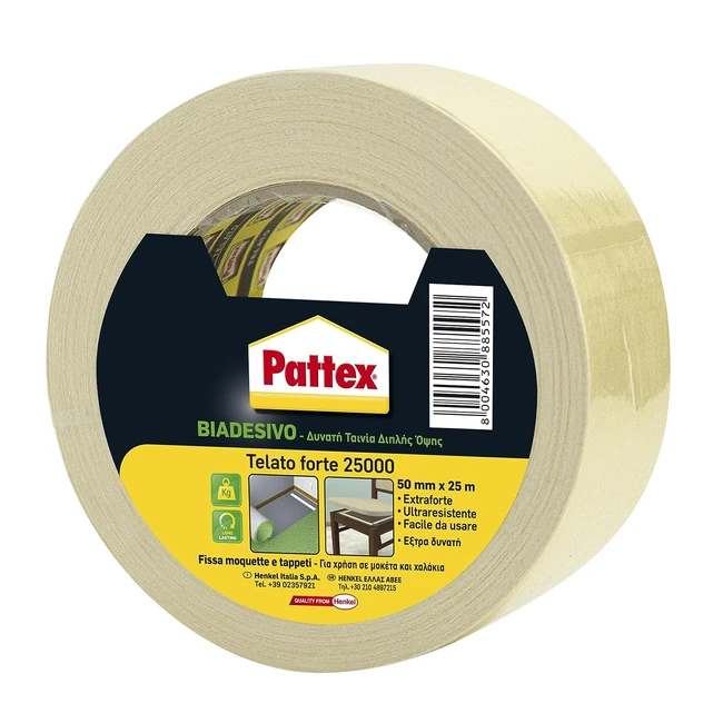 Pattex 25000 - Biadesivo Telato Forte Universale - 50mmx25m