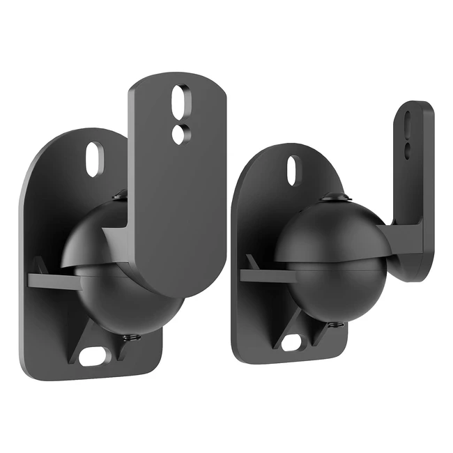 Bontec Universal Speaker Wall Mounts - Adjustable Tilt & Swivel - Hold Up to 35kg - Black - 2 Pack