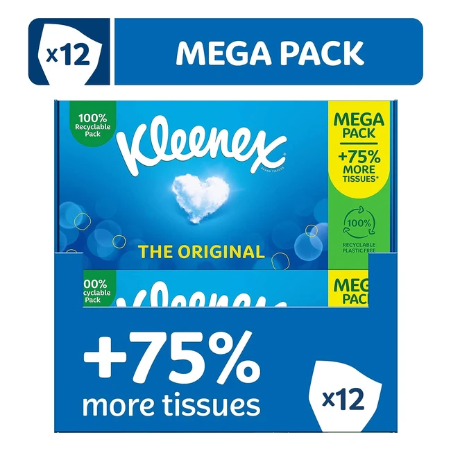 Kleenex Original Tissues Mega Pack - 1344 Sheets - Soft  Strong - 75 More Tiss