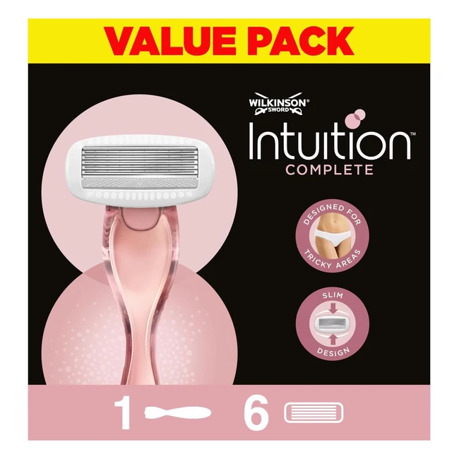 Wilkinson Sword Intuition Complete XXL Pack - Rasoio per Donna con 6 Lame di Ricarica e Gel Skin Protect