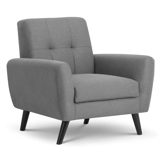Julian Bowen Monza Arm Chair Grey - Retro Scandinavian Design - Deep Seat for Ma