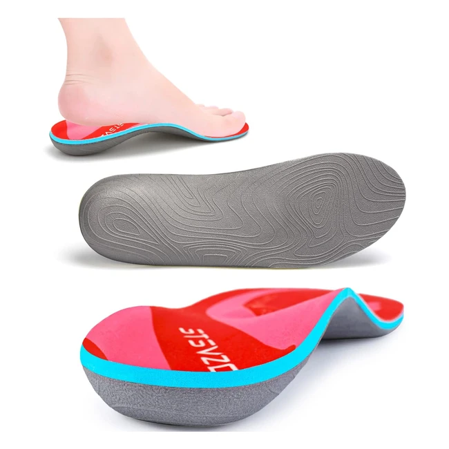 Sports Insoles with Arch Support - Relieve Foot Fatigue - Unisex - Suitable for Variety of Shoe Types - Size UK 8 - Red