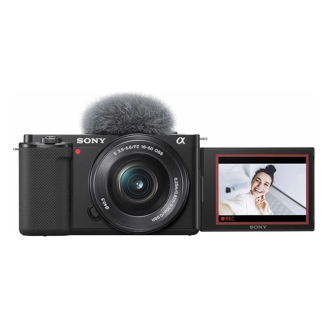 Sony Alpha ZVE10L APS-C spiegellose Wechselobjektiv-Vlogging-Kamera, schwenkbarer Bildschirm, 4K-Video, Echtzeit-Augen-Autofokus, Schwarz