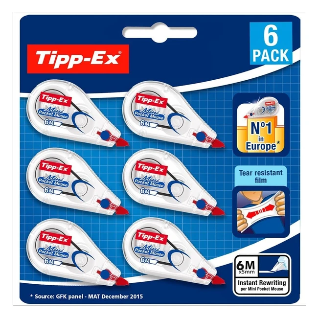 BIC Tippex Mini Pocket Mouse Correction Tape - 36m Coverage - Tear-Resistant Tap