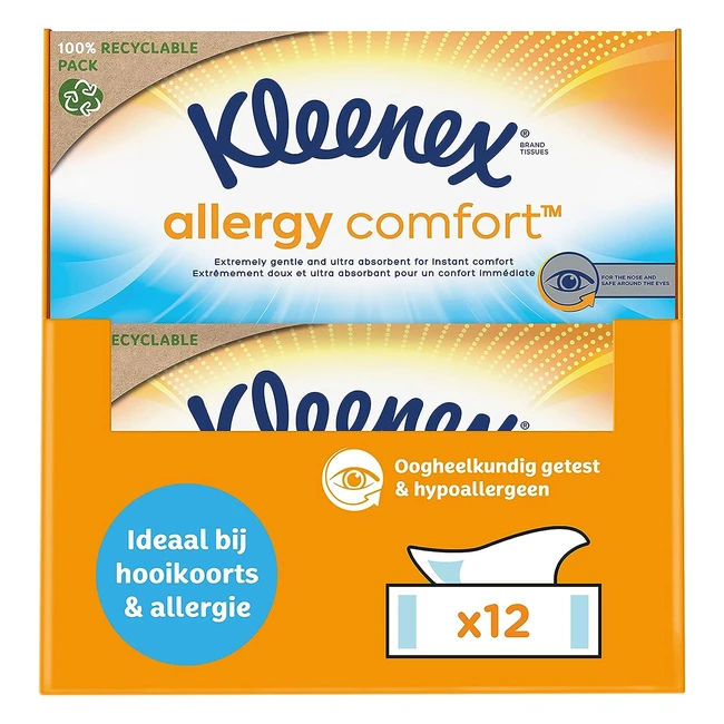 Kleenex Allergy Comfort - 12 boîtes de 56 mouchoirs - Ultra-absorbant et doux