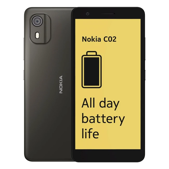 Nokia C02 545 Dual Sim Smartphone - Android 12 Go Edition - 5MP Rear Camera - 2MP Front Camera - 2GB RAM - 32GB ROM - IP52 Rating - Charcoal