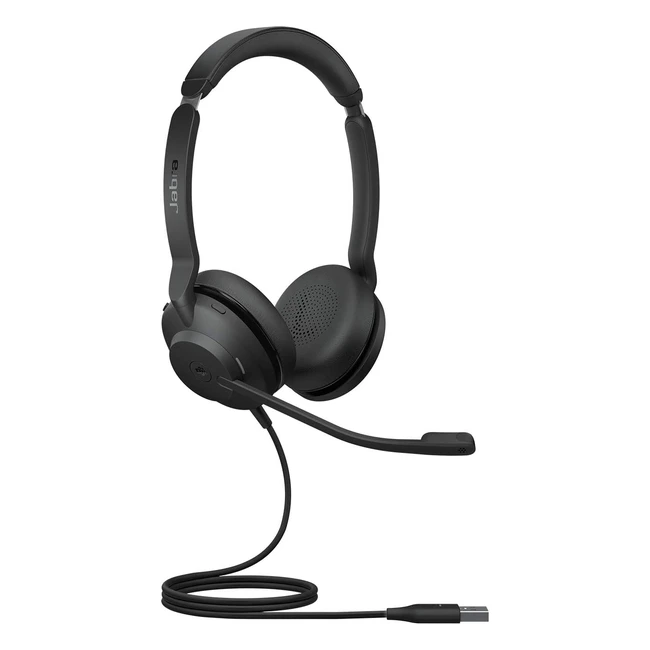 Jabra Evolve2 30 - Auriculares estéreo con cancelación de ruido y tecnología de llamadas de 2 micrófonos - Certificados para Microsoft Teams - Cable USBA incluido - Negro