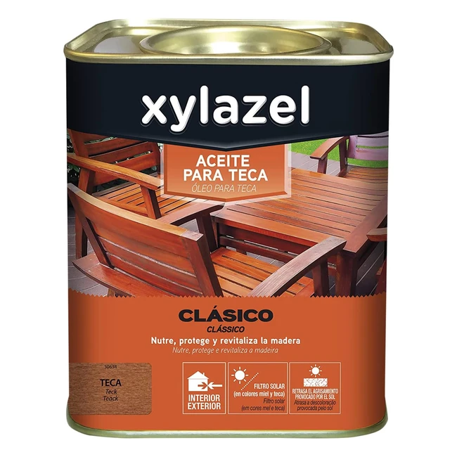 Xylazel Aceite para Teca Color Teca 750 ml - Protección y Nutrición para Maderas Exóticas