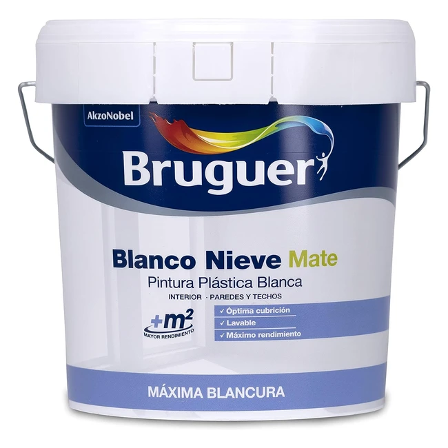 Pintura Blanca Bruguer Nieve 4L - Gran Cubricin y Secado Rpido