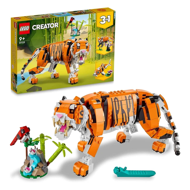 LEGO Creator Majestätischer Tiger, Panda oder Fisch 3-in-1 Tierfigurenset - Spielzeug für Kinder - Konstruktionsspielzeug mit Tieren 31129