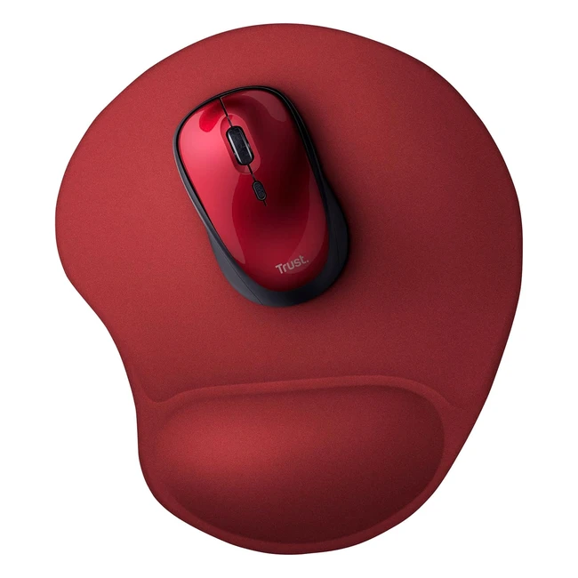 Trust 20429 Bigfoot Gel Mouse Pad - Monotone Red - Ergonomic Design - Antiskid Bottom - Smooth Mouse Control