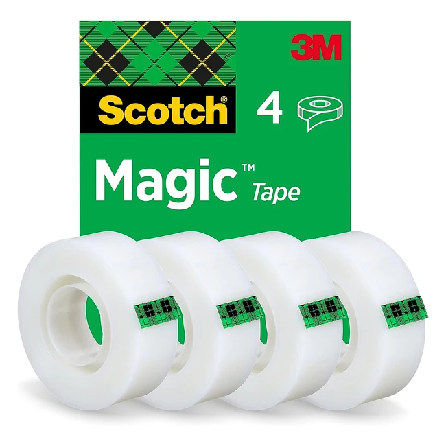 Cinta adhesiva invisible Scotch Magic, 4 rollos de 19mm x 33m