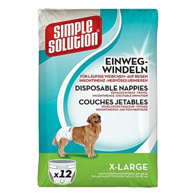 Hundewindeln Simple Solution, verschiedene Größen, XL, Nr. 1234, für Hündinnen in Hitze, Inkontinenz, nervöses Urinieren, auslaufsicher, atmungsaktive Außenschicht, verstellbarer Verschluss, sicherer Sitz