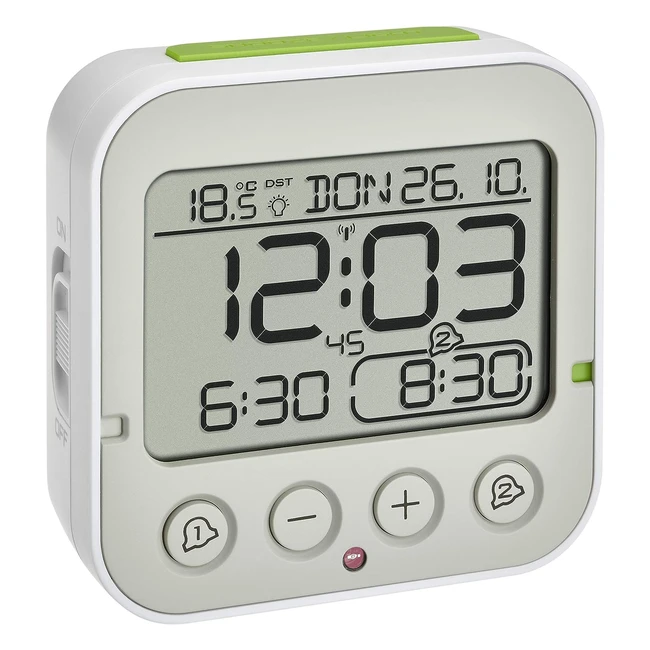 Réveil numérique TFA Dostmann Bingo 20 60255002 - Horloge radiopilotée, température, fonction snooze
