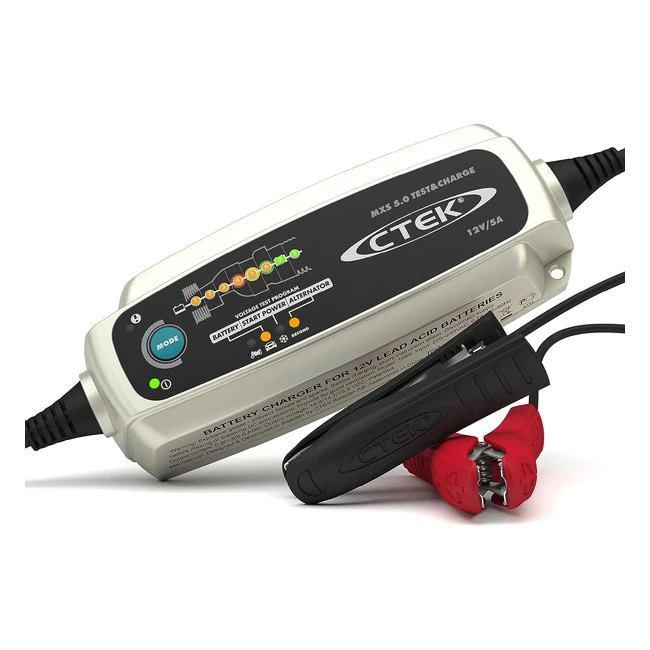 CTEK MXS 5.0 Testcharge - Cargador Batería 12V 5A - Mantenedor de Batería - Cargador de Coche y Camión - Probador de Batería y Alternador