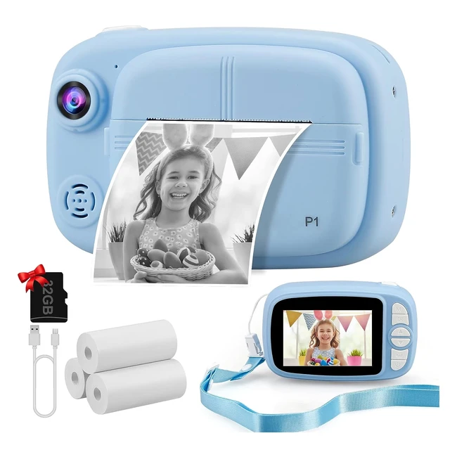 Cámara Instantánea 35 Videocámara de 12MP 1080p Fotos Infantil con Papel de Impresión y Tarjeta SD de 32GB - Regalos Niña 3-14 Años