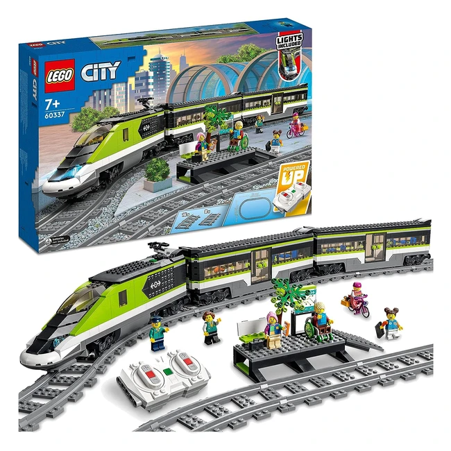 LEGO City Personenschnellzug Set mit ferngesteuertem Zug, 2 Wagen und 24 Schienenelementen
