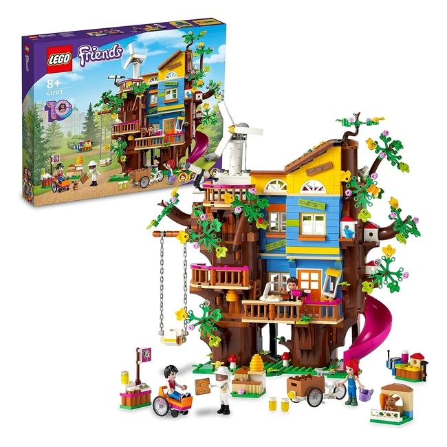 LEGO 41703 Friends Baumhaus mit 5 Mini-Puppen und Tierfigur, Natur-Lernspielzeug für Mädchen und Jungen ab 8 Jahren, Spielhaus in Heartlake City, Geschenk für Kinder