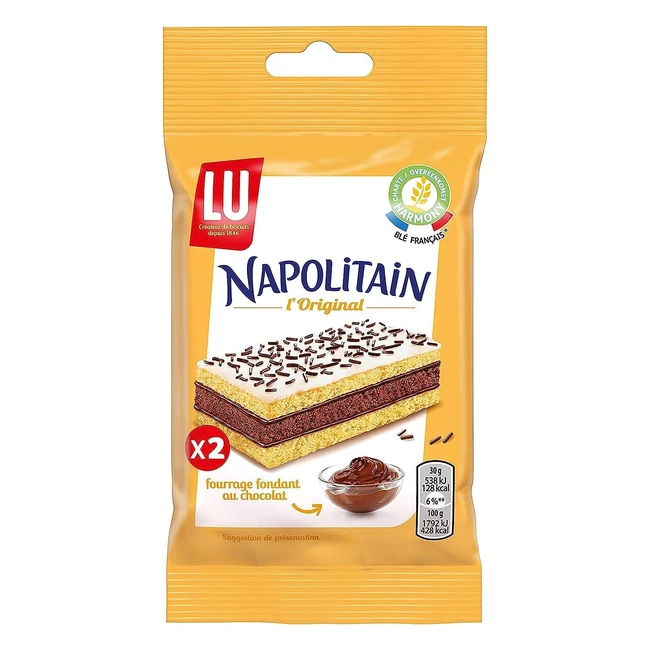 Napolitain Lu - Gâteaux moelleux au chocolat - Format pocket - Carton de 24 sachets de 2 gâteaux