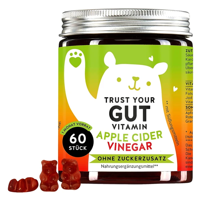 Stoffwechsel Prebiotikum mit Apfelessig, Vitamin C & E für Darmgesundheit & Detox - 60 vegane Gummibärchen