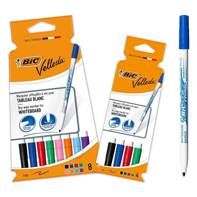BIC Velleda Bundle Markers - Perfect for Office or Classroom - Good Erasability - Pack of 12 - Amazon Exclusive