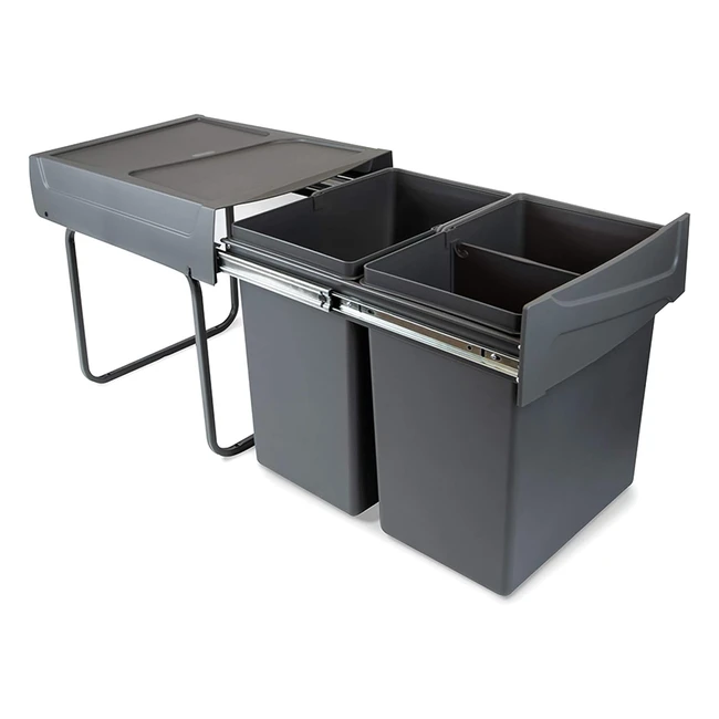 Emuca Waste Containers - Lower Fixing for Kitchen - 2 Removable 20L Recycling Bi