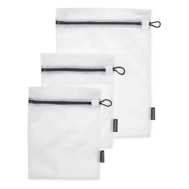 Brabantia Washing Bags - Protect Your Delicates - Easy to Use Zipper - Set of 3 - White - 33x25cm, 45x33cm