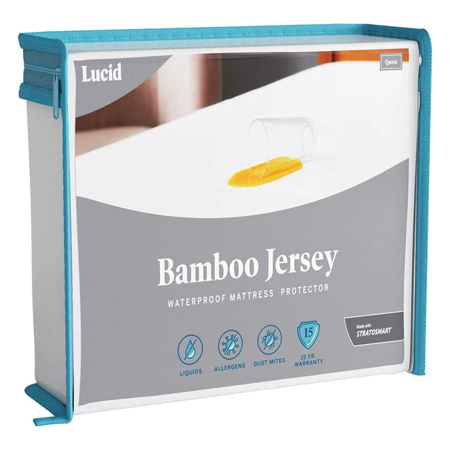 Lucid Premium Rayon Bamboo Jersey Matratzenschutz 100 x 200 cm - Wasserdicht, Geräuscharm, Atmungsaktiv