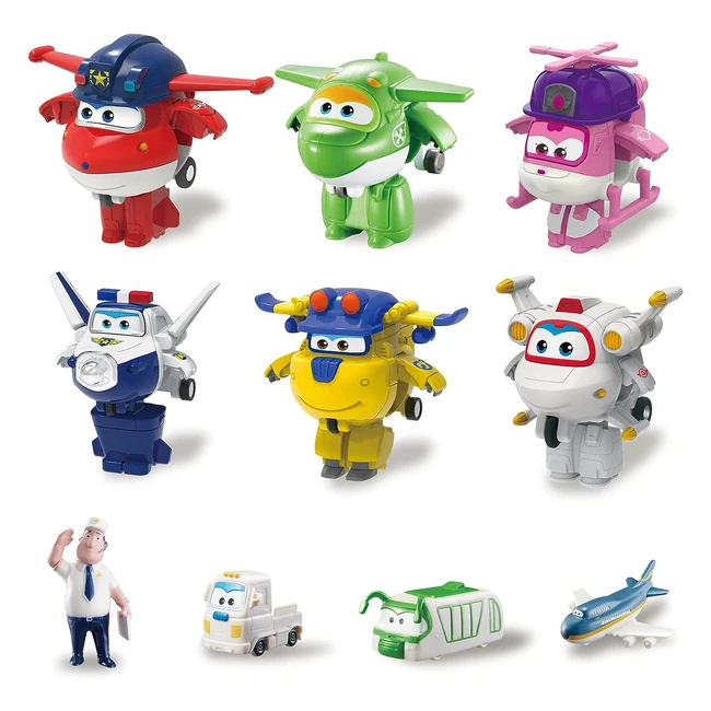 Super Wings Avions Jouets Transformables et Figurines Robots - Pack de 10 - Jouet Enfant 2-8 Ans