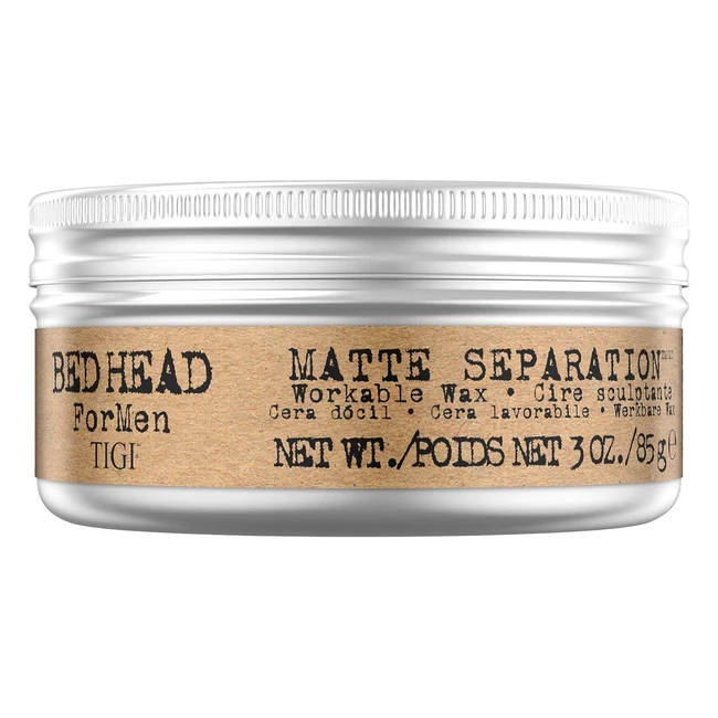 Bed Head for Men Matte Separation Workable Wax - Professional Firm Hold Hair Wax for Men - Beeswax Formula - 85g