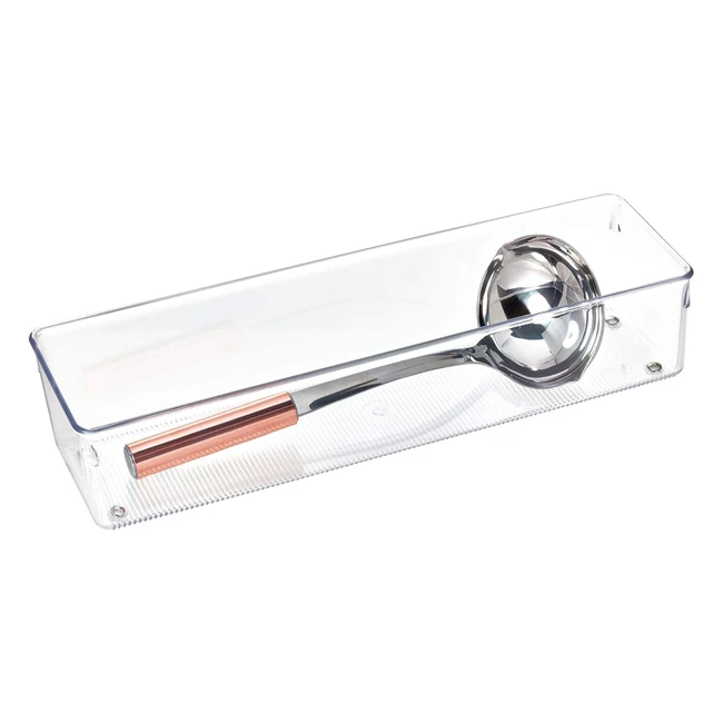 Boite de rangement pour tiroir iDesign Linus - Grand bac plastique pour couverts et accessoires - Transparent