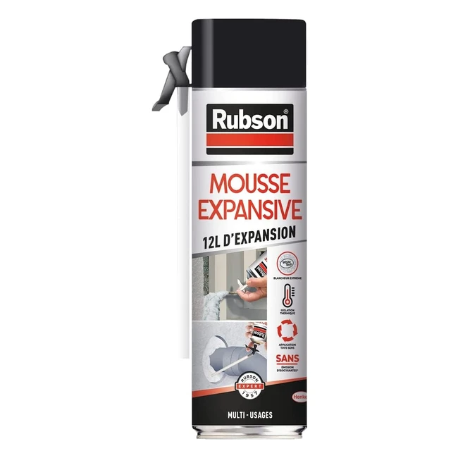 Rubson Mousse Expansive Multiusages - Isolation Thermique et Phonique - Ultra Blanche - 12L