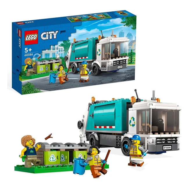 Lego City Camion Riciclaggio Rifiuti - Giocattolo Educativo con 3 Bidoni - Serie Vita Sostenibile