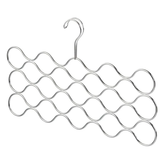 iDesign Scarf Hanger - Metal Hanging Scarf Organiser with 23 Loops - Silver