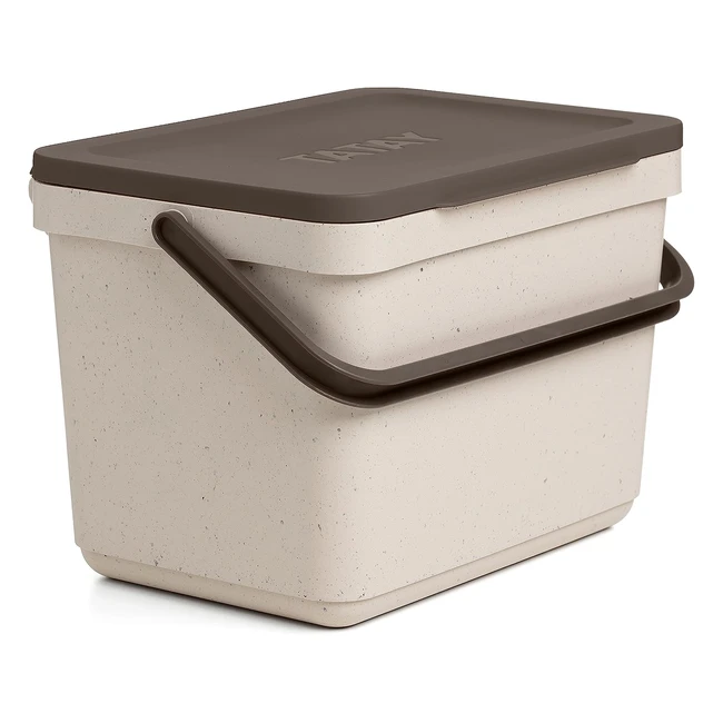 Tatay Kitchen Food Waste Compost Caddy Bin - 6L Capacity - Made from 100% Recycled Materials - Marron - #1105539
