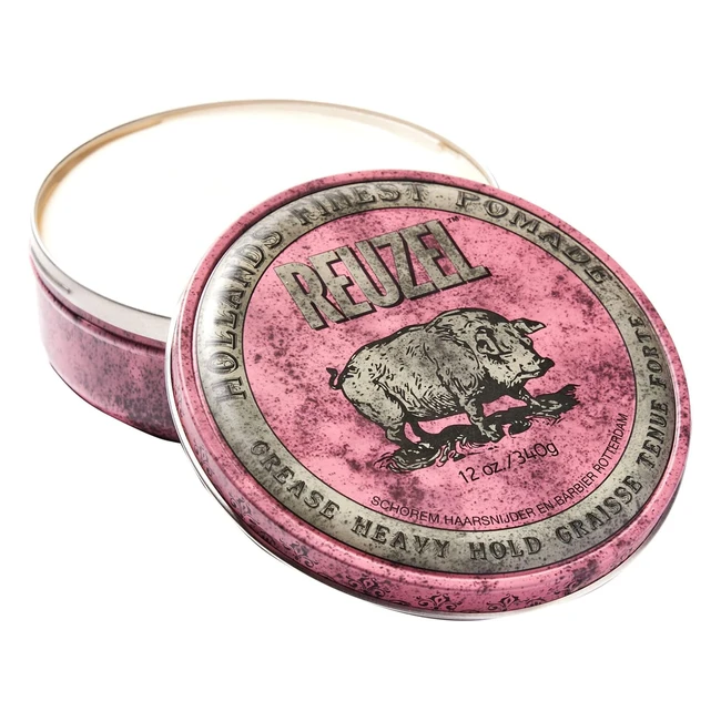 Reuzel Pink Grease Pomata per Capelli 12 oz - Formula Vegana con Tenuta Forte e 