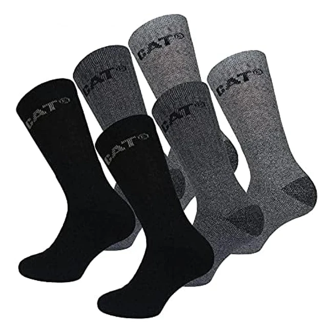 Caterpillar Outdoor Socks - 6 Pairs of Soft Cotton Mens Socks with Humidity Con