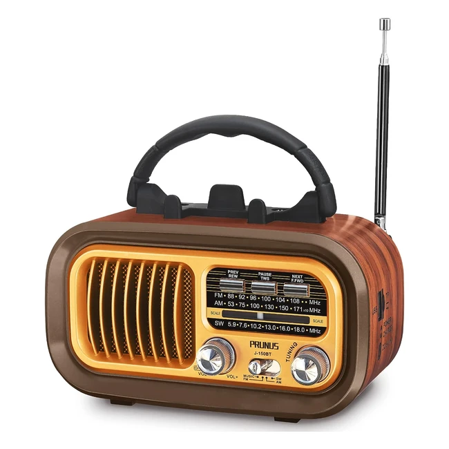 Radio Vintage Prunus J150BT - Porttil y Recargable - Bluetooth - USBTF - 5W
