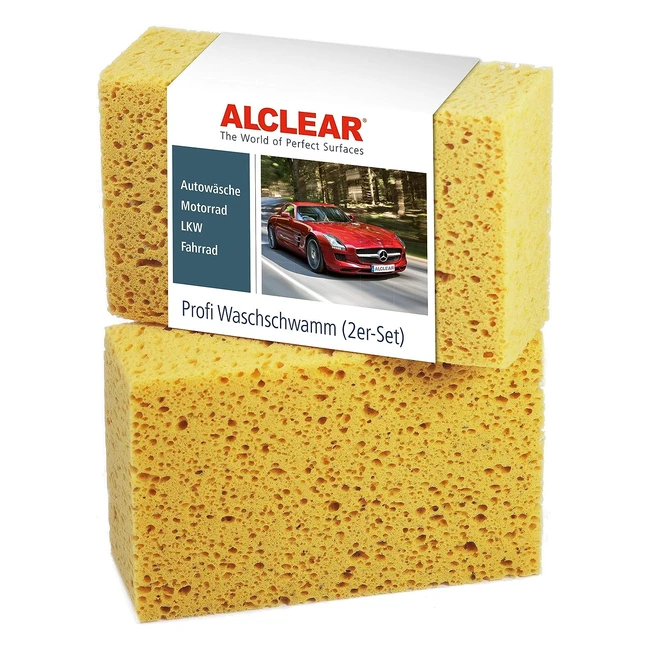 Alclear 6080WS Jumbo Autowaschschwamm für Autopflege, Lackreinigung, Felgen für Innen und Außen 18 x 12 x 6 cm, Set aus 2