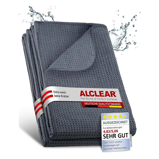 Alclear Car Microfaser Tuch Dry Miracle für Auto Pflege Autolack Motorrad Küche und Haushalt Mikrofaser Geschirrtuch Weiches Trockentuch Set 2er