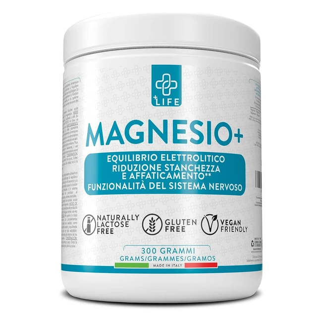 Magnesio Completo in Polvere Piulife - 430mg di Magnesio Puro - Magnesio Carbonato Fonte di Magnesio Citrato - Integratore Magnesio Lassativo Forte