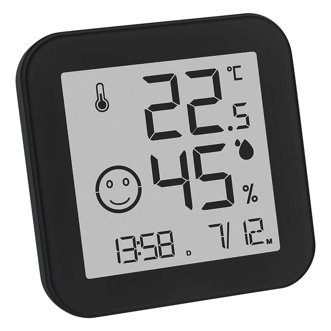TFA Dostmann Digital Thermohygrometer Schwarz Weiß 30505401 E-Ink Display Innenraumtemperatur Luftfeuchtigkeit Max Min Werte Zeit und Datum