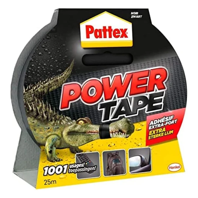 Pattex Power Tape - Ruban adhésif extrafort noir - 25m - Bande adhésive toile tous supports - Résistant à l'eau - #Bricolage #Réparation